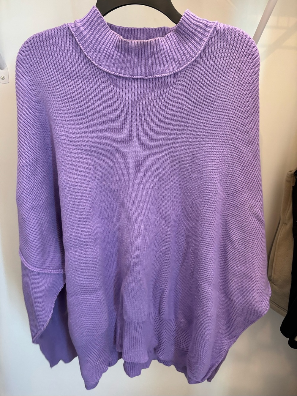 2 Zenana Outfitters Lavender Knit Poncho Sweater